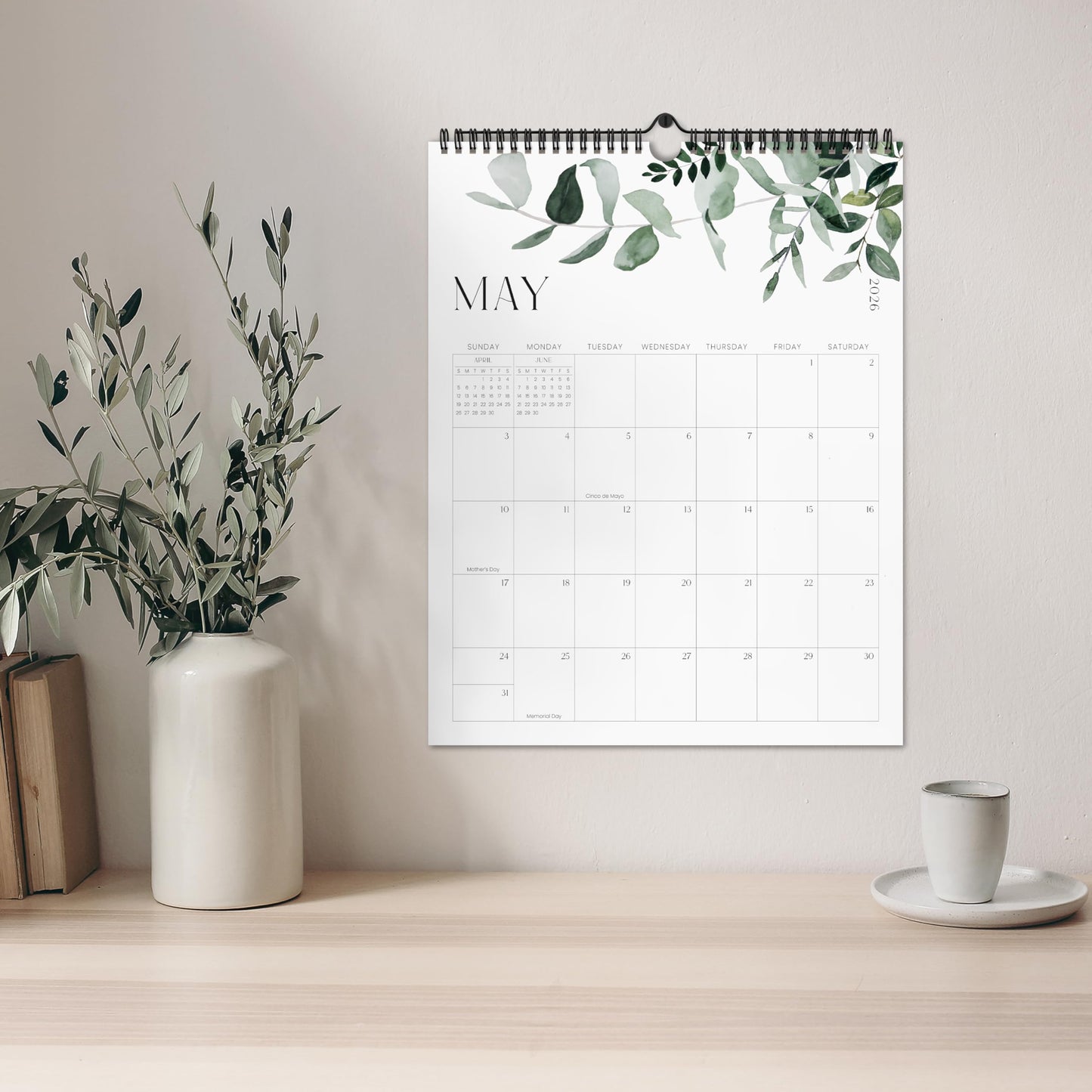 Aesthetic 2026 Wall Calendar - Runs from January 2026 Until July 2027 - The Perfect Large Modern Greenery Calendar Planner for Easy Organizing