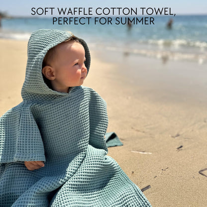 ZICOTO Soft Hooded Beach Towel for Kids - Cute Towel for Babies and Toddler Made of Waffle Cotton - Perfect Lightweight and Absorbent for Bath, Beach, Pool
