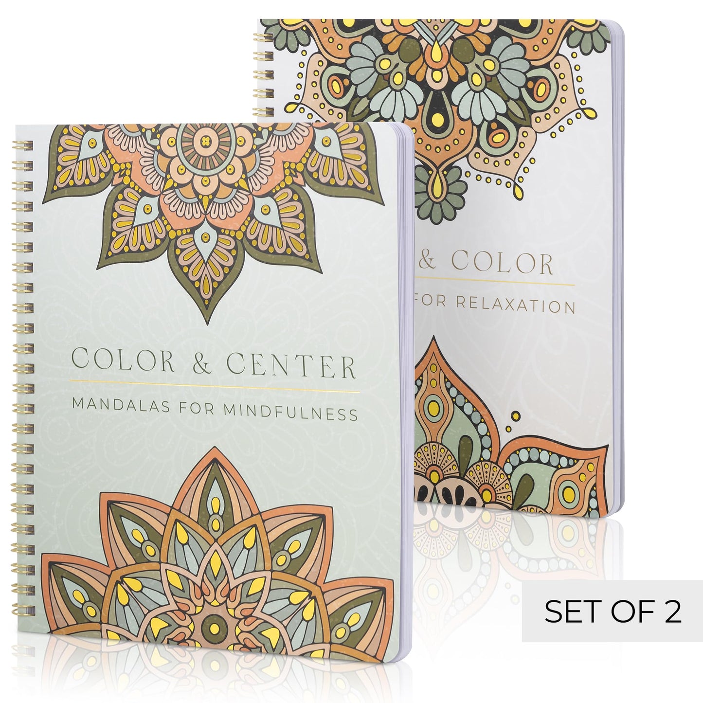 Beautiful Adult Coloring Book Set of 2 for Relaxation - Mandala Coloring Books with Inspirational Quotes Making it a Great Gift - Perfect Stress-Relieving Books Fun to Color for Women