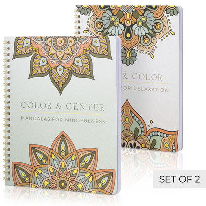 Beautiful Adult Coloring Book Set of 2 for Relaxation - Mandala Coloring Books with Inspirational Quotes Making it a Great Gift - Perfect Stress-Relieving Books Fun to Color for Women