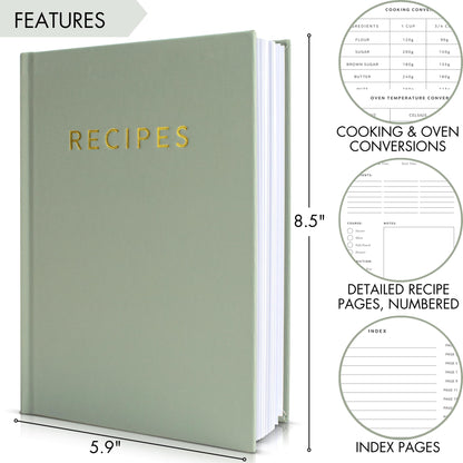 Aesthetic Blank Recipe Book with Waterproof Cover - The Perfect Recipe Notebook To Write In Your Own Recipes - Beautiful Blank Cookbook to Organize Your Recipes