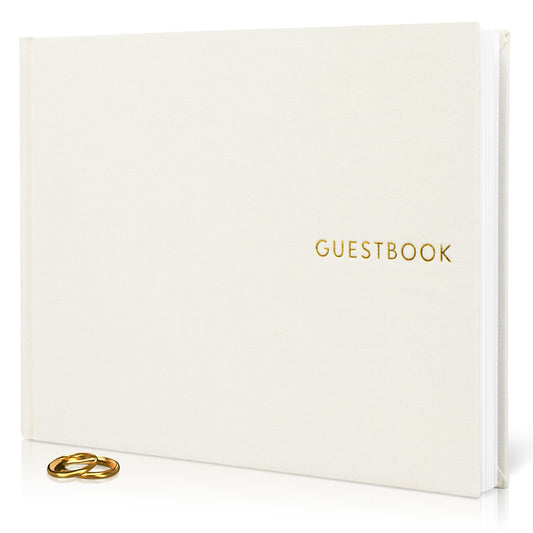 ZICOTO Beautiful Linen Wedding Guest Book for Your Wedding Reception - Simply Elegant Guestbook to Sign in and Add Polaroid Photos - The Perfect Baby Shower Guest Book and Addition to Your Big Day