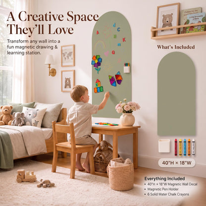 Magnetic Wall Decal Board for Kids - Great Writing Chalk Board Set
