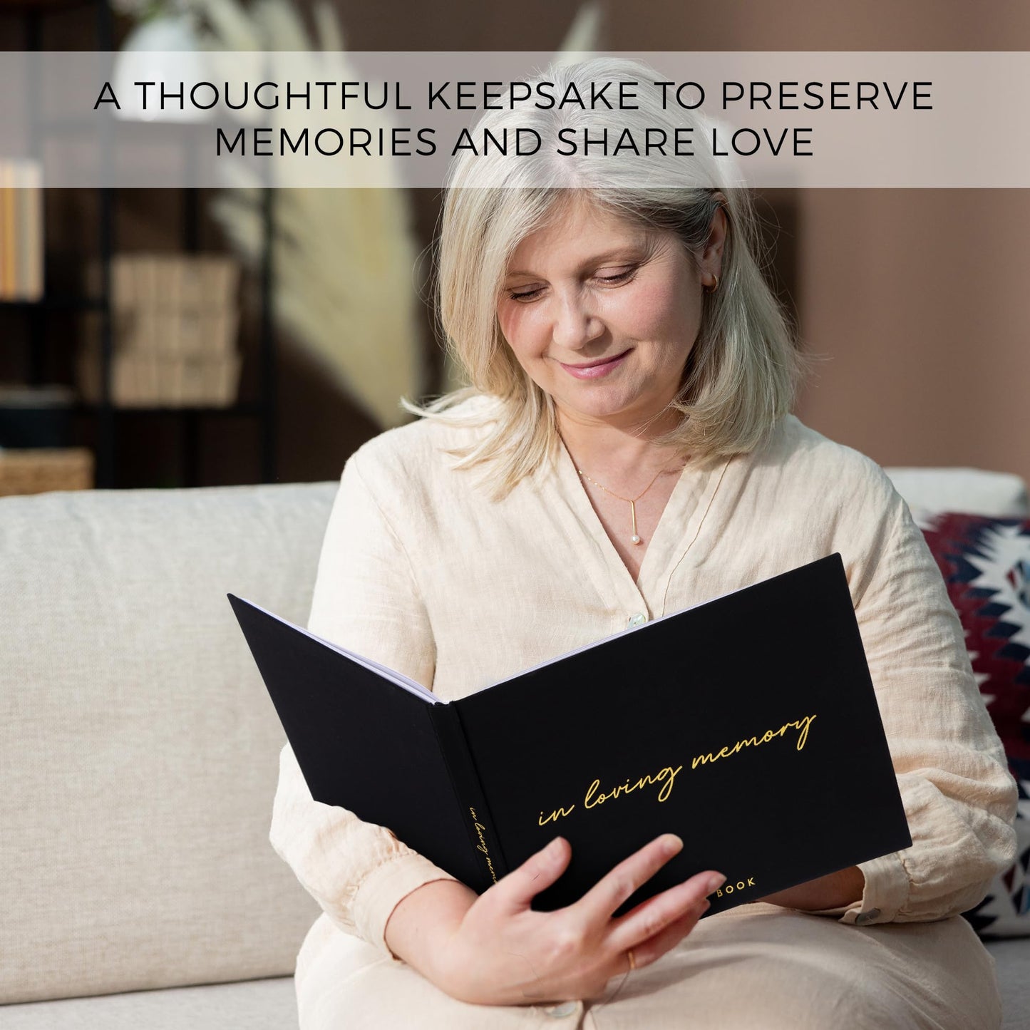 ZICOTO Beautiful Linen Funeral Guest Book for The Celebration of Life - The Perfect in Loving Memory Book with Ample Space to Sign in for Guests - Premium Craftsmanship for Honoring Loved Ones