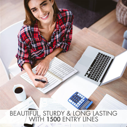 ZICOTO Easy to Use Accounting Ledger Book - The Perfect Expense Tracker Notebook for Your Small Business - Beautiful Personal Finance Checkbook, Income and Expense Log Book
