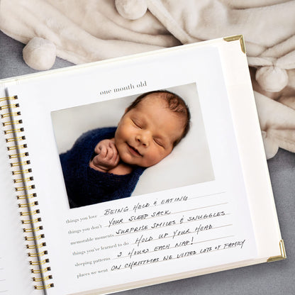 Keepsake Baby Memory Book for Boys and Girls - Timeless First 5 Year Baby Book - Blue Baby Boy Journal Scrapbook or Photo Album - A Milestone Book to Record Every Event from Birth to Age 5