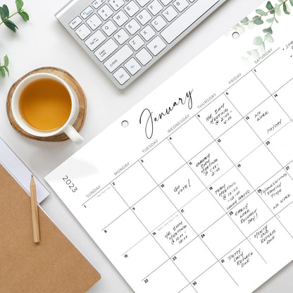 Aesthetic Modern Greenery Desk Calendar - Runs Until July 2024-17"x11" Desktop/Wall Calendar for Easy Organizing - Incl. 2023