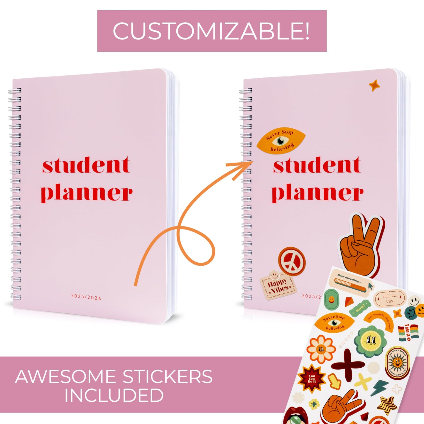 Aesthetic 2025-2026 Student Planner To Stay Organized - A Beautiful 8.5" x 5.5" Planner for Middle and High School Students with Weekly & Monthly Spreads For The 25-26 Academic Year
