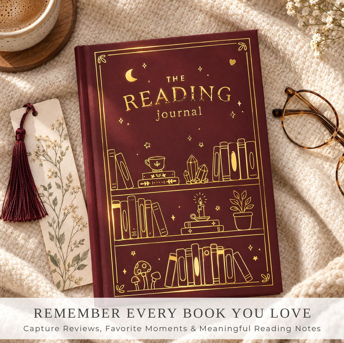 Beautiful Reading Journal for Book Lovers - Sturdy Hard Cover Tracker