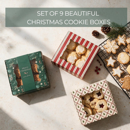 ZICOTO Beautiful Christmas Cookie Boxes Set Of 9 - Cute Containers to Share