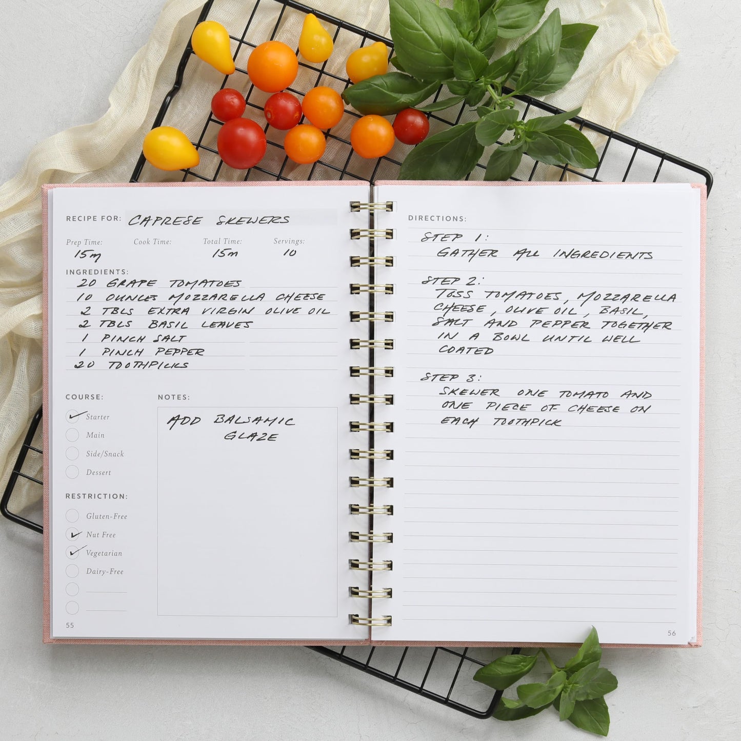 ZICOTO Aesthetic Blank Recipe Book with Linen Cover - The Perfect Recipe Notebook to Write in Your Own Recipes - Beautiful Blank Cookbook to Organize Your Recipes