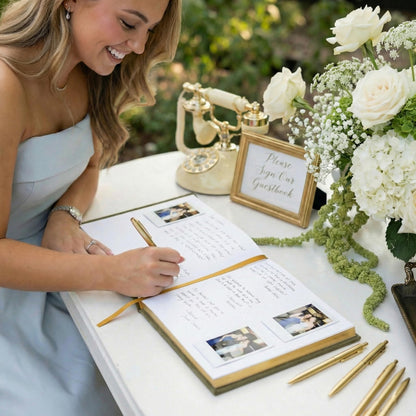 ZICOTO Beautiful Wedding Guest Book for Your Wedding Reception - Simply Elegant Guestbook to Sign in and Add Polaroid Photos - The Perfect Baby Shower Guest Book for The Special Day