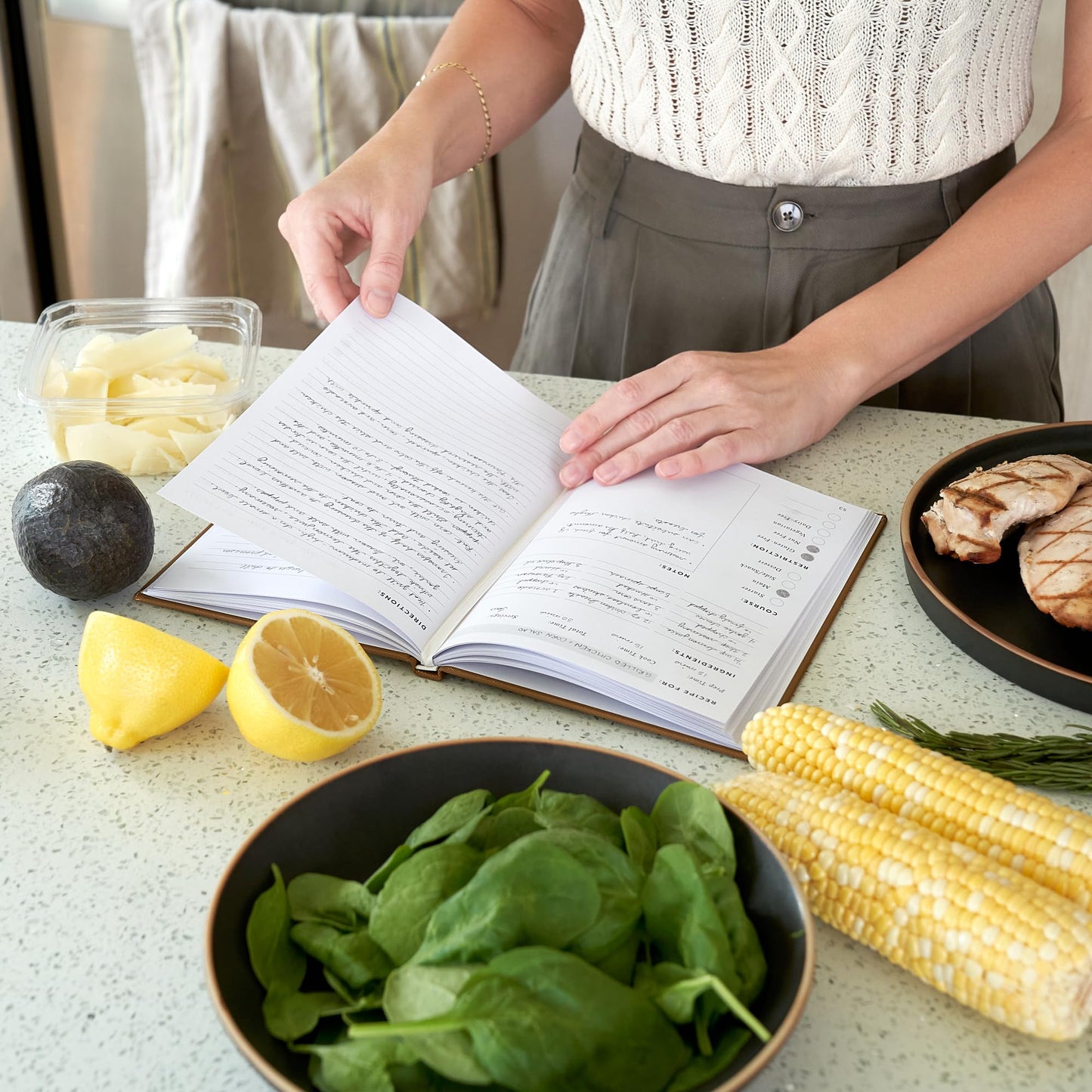 ZICOTO Aesthetic Blank Recipe Book with Waterproof Cover - The Perfect Recipe Notebook To Write In Your Own Recipes - Beautiful Blank Cookbook to Organize Your Recipes