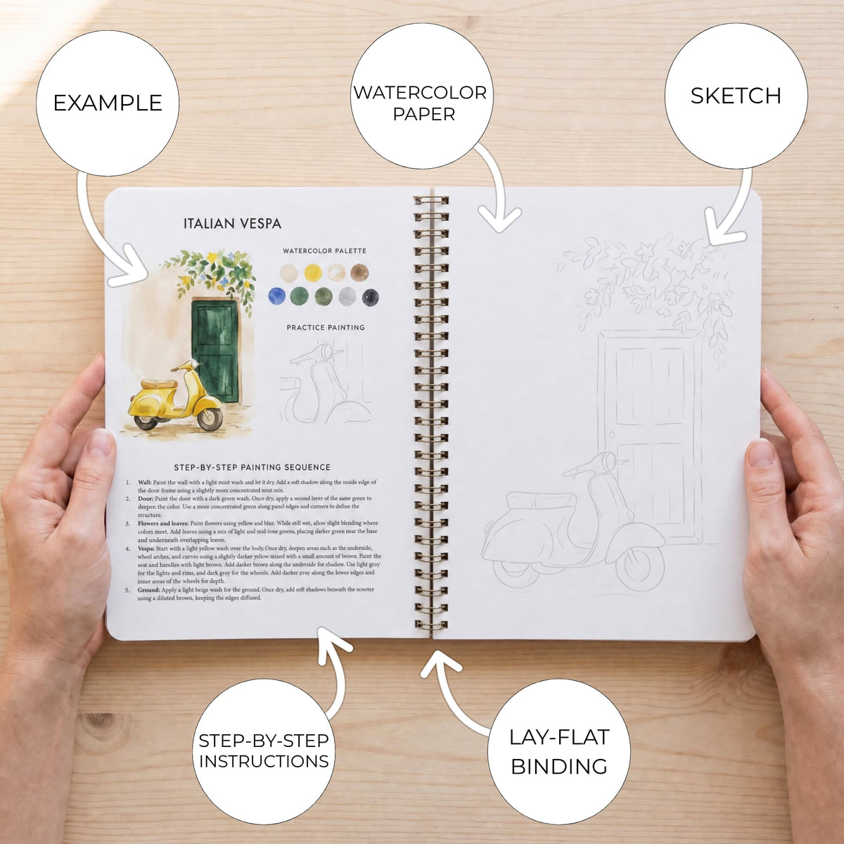 Beautiful Watercolor Workbook for Beginners - Relaxing & Easy to Paint