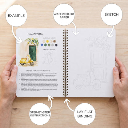 Beautiful Watercolor Workbook for Beginners - Relaxing & Easy to Paint