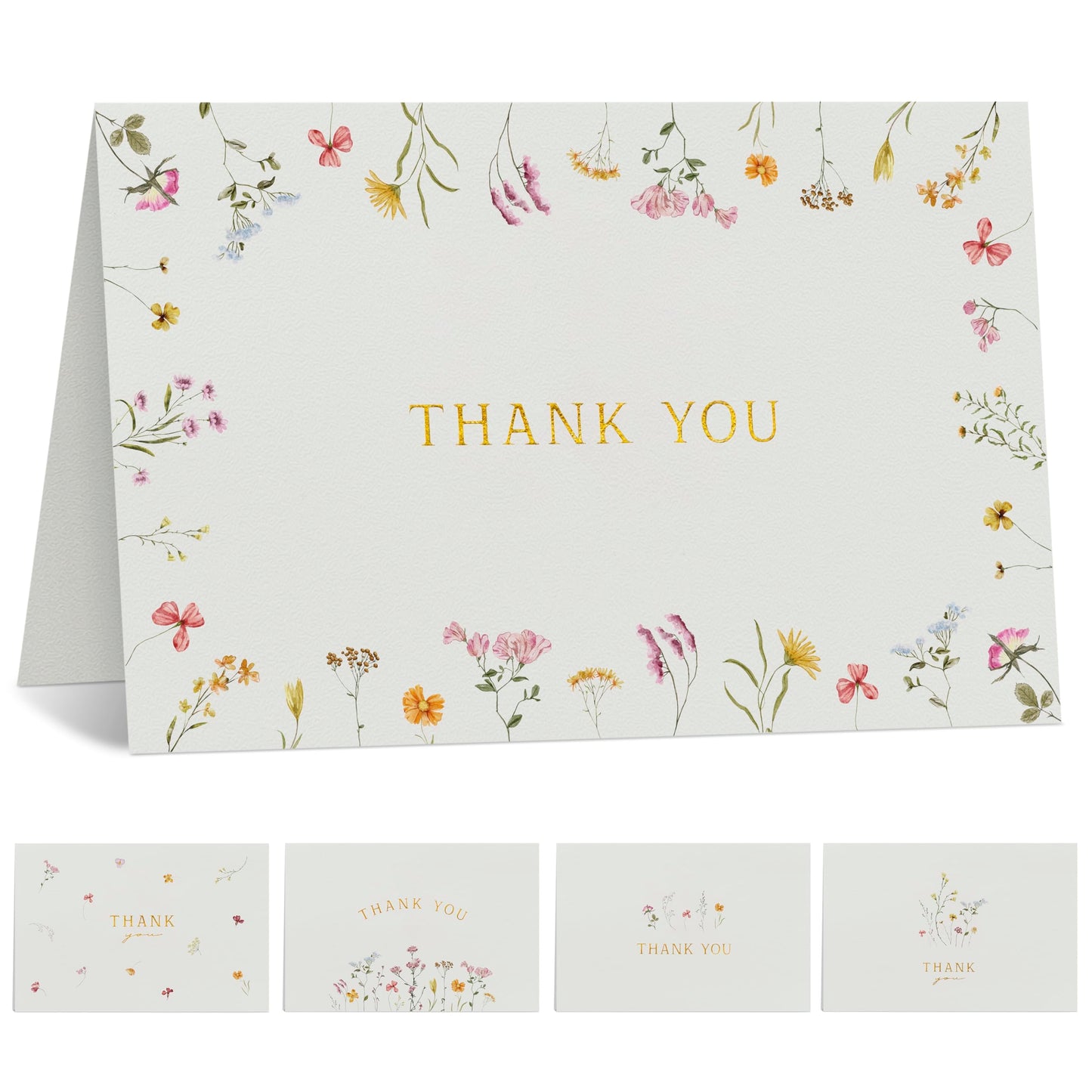 Beautiful Thank You Card Set With Envelopes and Stickers - Set of 20 Elegant Blank Cards For Personalized Notes - Perfect Bulk Stationary Set For All Occasions incl. Weddings, Business & Baby Showers
