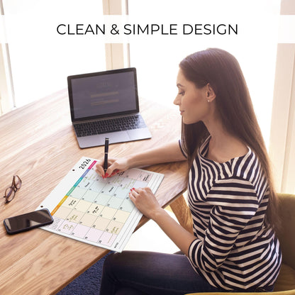 Colorful 2026 Desk Calendar - Runs From January 2026 Until July 2027 - Large Easy to Track Office Desktop/Wall Calendar 16"x12" for Effortless Organizing