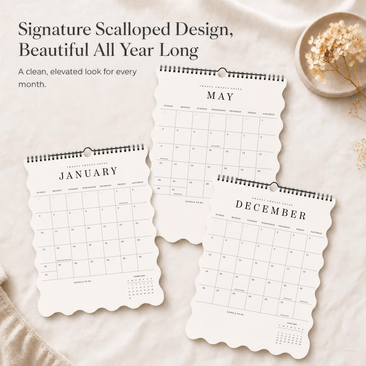 Beautiful 2026-2027 Wall Calendar - Runs August 2026 until December 2027