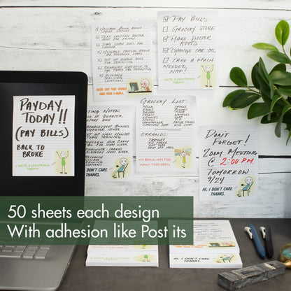 ZICOTO Super Funny Notepads - Hilarious Office Gift for Your Women Coworkers - Set of 4 Office Supplies Memo Pads w/ 4 Assorted Designs, 50 Sheets Each, 4.25" x 5.5"