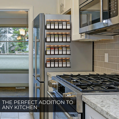 ZICOTO Magnetic Spice Racks for Your Refrigerator - 4 Space Saving Shelves Safely Hold Up to 24 Jars with Extra Strong Magnets - The Perfect Seasoning Storage Organizer For The Fridge