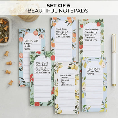 Beautiful Magnetic Notepads for Fridge - Set Of 6 Modern Note Pads with Lined Pages to Easily Write Notes & Make Grocery/Shopping Lists - Cute To Do List Pad w/ Strong Magnets for Your Refrigerator