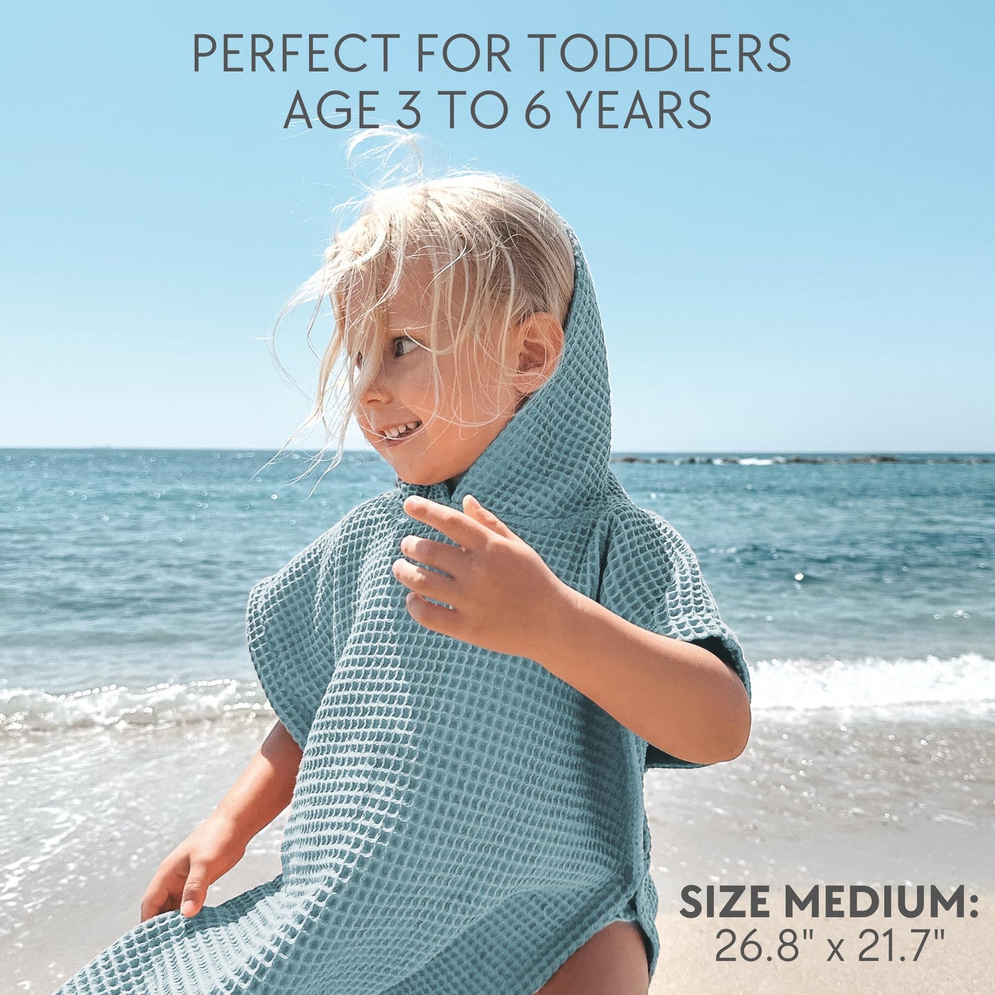 ZICOTO Soft Hooded Beach Towel for Kids - Cute Towel for Babies and Toddler Made of Waffle Cotton - Perfect Lightweight and Absorbent for Bath, Beach, Pool