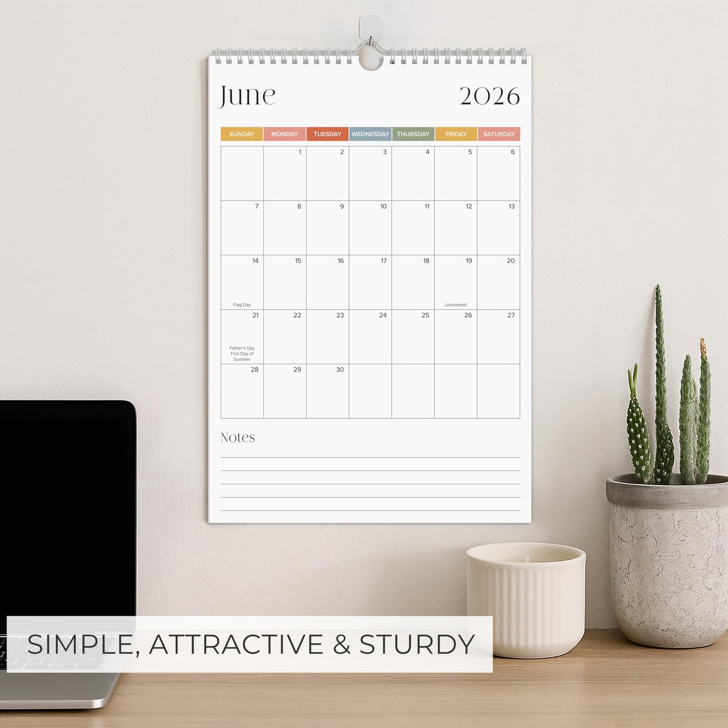 Beautiful 2026 Wall Calendar - Runs from January 2026 until July 2027 - Large 15" x 10" Office Wall Calendar for Easy Organizing