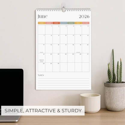 Beautiful 2026 Wall Calendar - Runs from January 2026 until July 2027 - Large 15" x 10" Office Wall Calendar for Easy Organizing