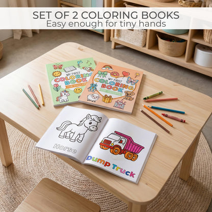 ZICOTO Fun Coloring Book for Toddlers - Set of 2 Cute My First Toddler Coloring Books with Big Simple Designs - Easy Learning Activity Book for Kids, Boys and Girls to Keep Little Ones Engaged