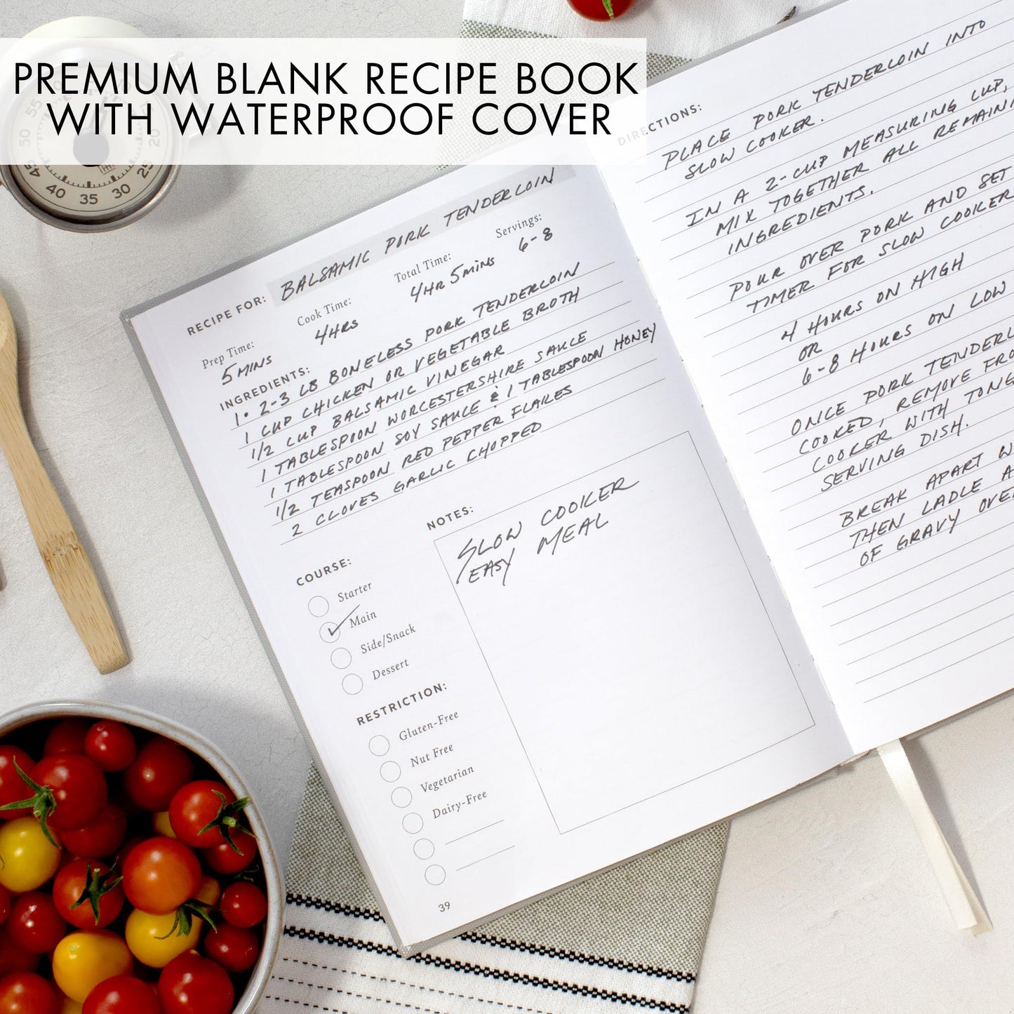 ZICOTO Aesthetic Blank Recipe Book with Waterproof Cover - The Perfect Recipe Notebook To Write In Your Own Recipes - Beautiful Blank Cookbook to Organize Your Recipes