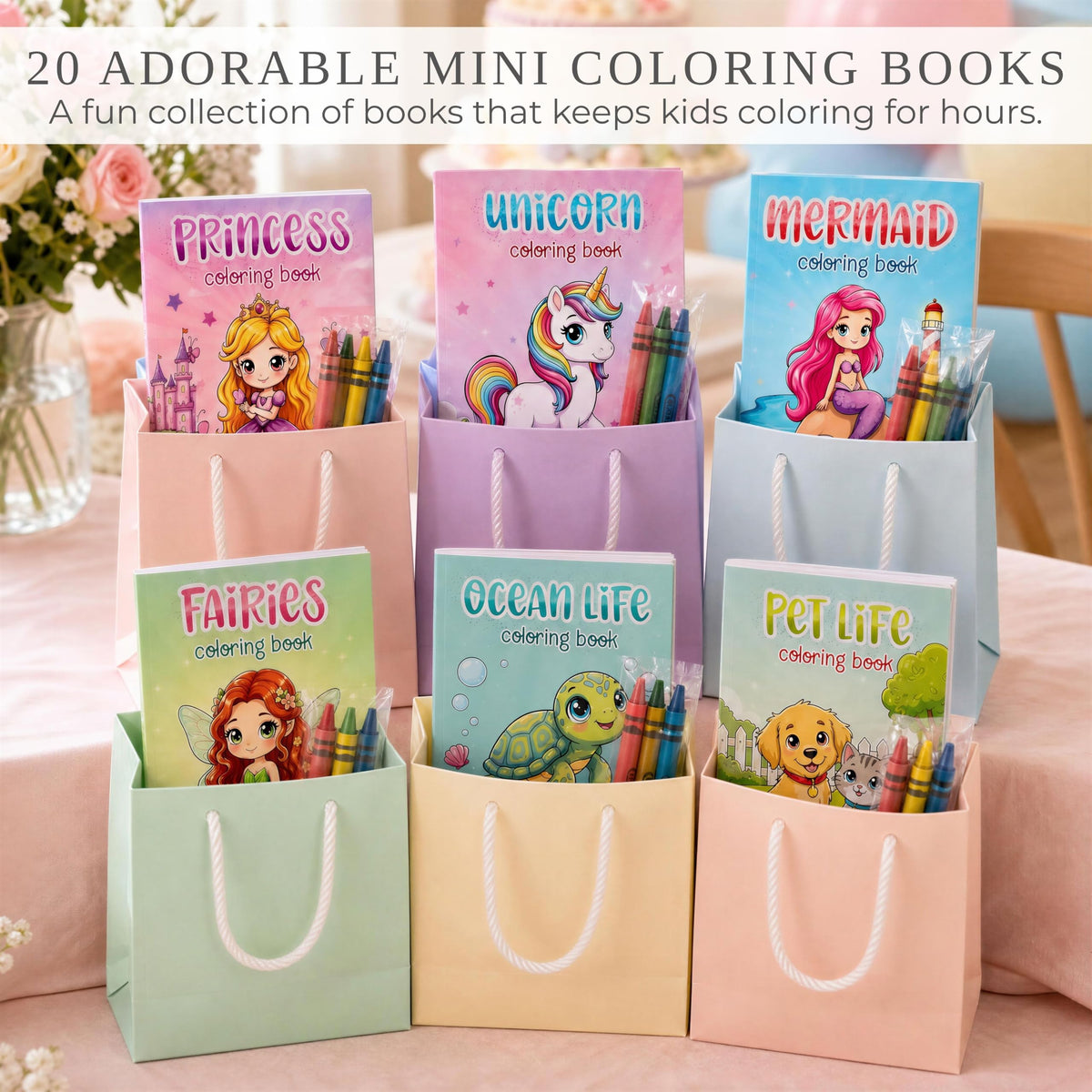 Fun Mini Coloring Books for Kids Set of 20 - Cute Toddler Books in Bulk