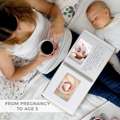 Keepsake Baby Memory Book for Boys and Girls - Timeless First 5 Year Baby Book - Neutral Journal Scrapbook or Photo Album - Record a Milestone for Every Event from Birth to Age 5