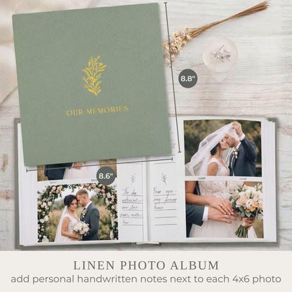 Beautiful Photo Album for 4x6 Pictures - Perfect Picture Book for Wedding, Baby Shower and more - 200 Photo Slots Albums to Collect Your Memories
