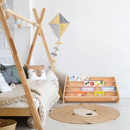ZICOTO Decorative Wooden Bookshelf for Kids Rooms - Keeps Plenty of Books Neatly Organized & Within Reach for Toddlers - Easy Install Montessori Book Shelf for Baby's Bedroom or Playroom Decor