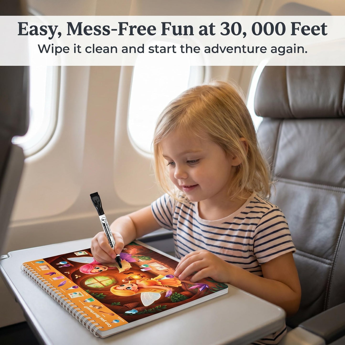 Fun Search and Find Books for Kids 3-5 - Cute Road Trip Game w Magical Scenes for Girls 4-8 w Princess, Unicorn & Mermaid - Essential Travel Activity w Markers for Hours of Fun on Car Rides & Planes