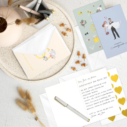 ZICOTO Beautiful Wedding Cards Set of 10 with Envelopes and Stickers - Elegant Blank Engagement Cards for Personalized Congratulations Wishes - Perfect for Wedding Shower Gifts for the Bride & Groom