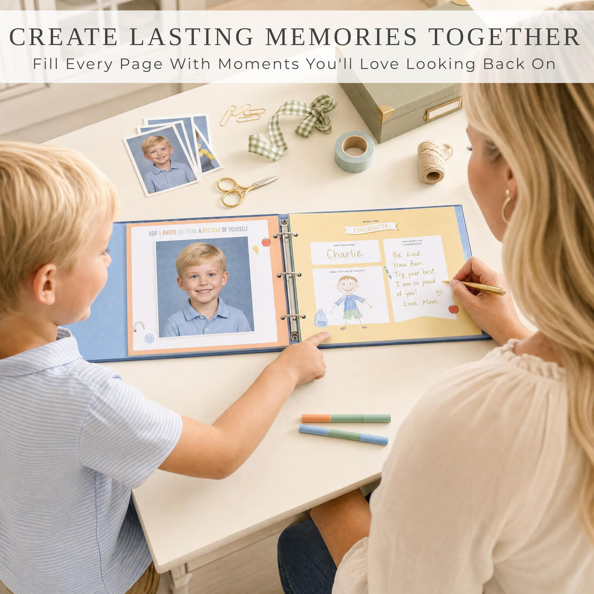 School Memory Book Scrapbook for Kids - Back to School Keepsake Album