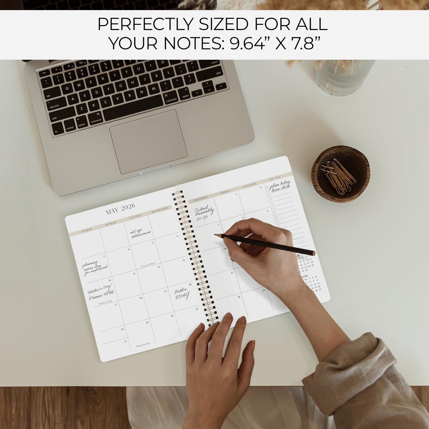Beautiful Checkered 2025-2026 Monthly Planner and Calendar Book - To Do List Notebook That Easily Organizes Your Tasks to Boost Productivity - Runs From January 2025 Until December 2026