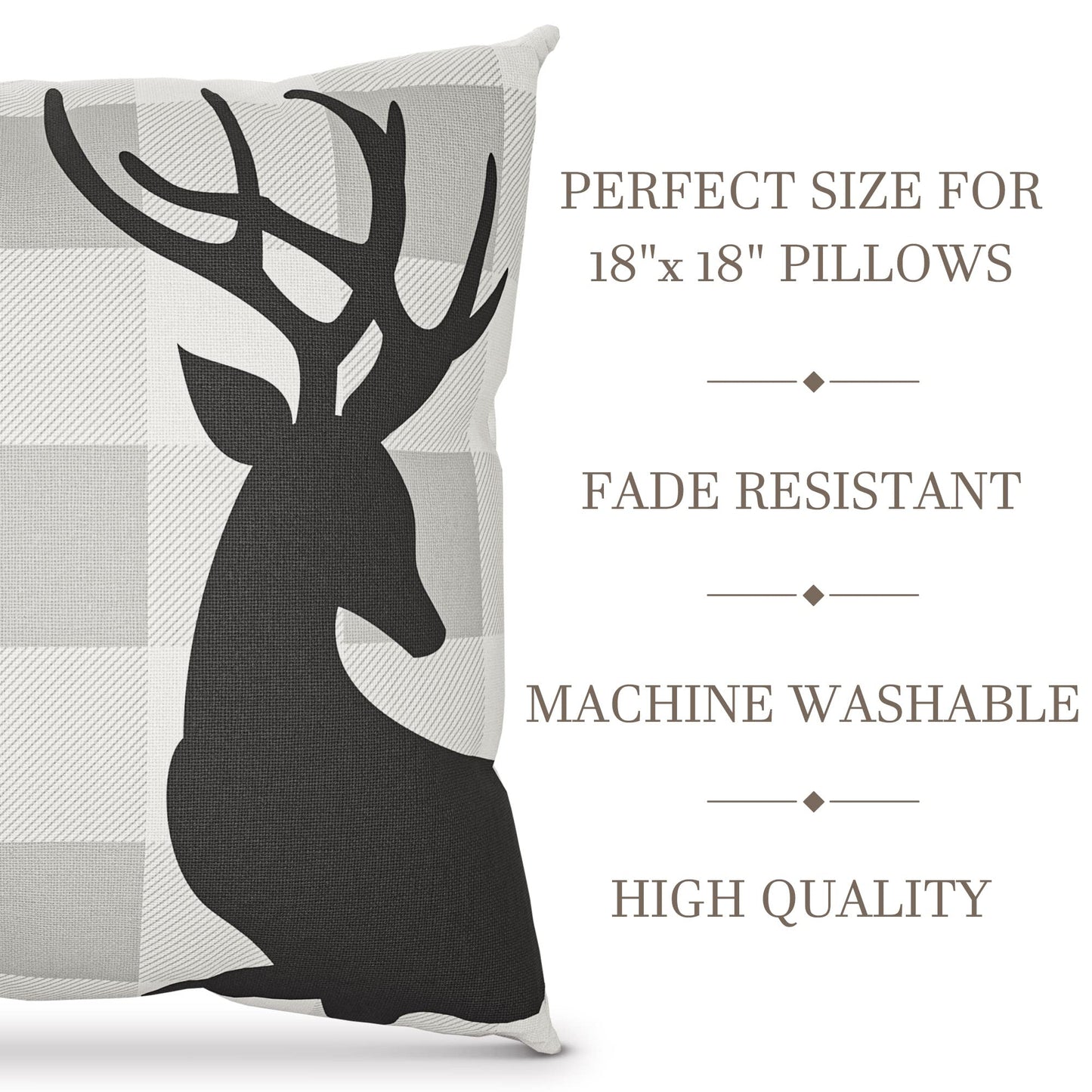 Beautiful Christmas Pillow Covers 18" x 18" - 4 Modern Farmhouse Design Throw Pillow Covers - These Buffalo Plaid Holiday Decor Accents are The Perfect Addition to Your Indoor/Outdoor Home Decoration