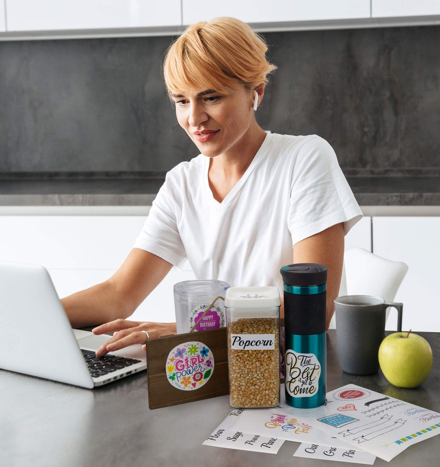 ZICOTO Premium Printable Vinyl Sticker Paper - Glossy White 8.5 x 11 inch Sheets for Your Inkjet Or Laser Printer - 15 Waterproof Decal Paper Sheets Dry Quickly and Hold Ink Beautifully