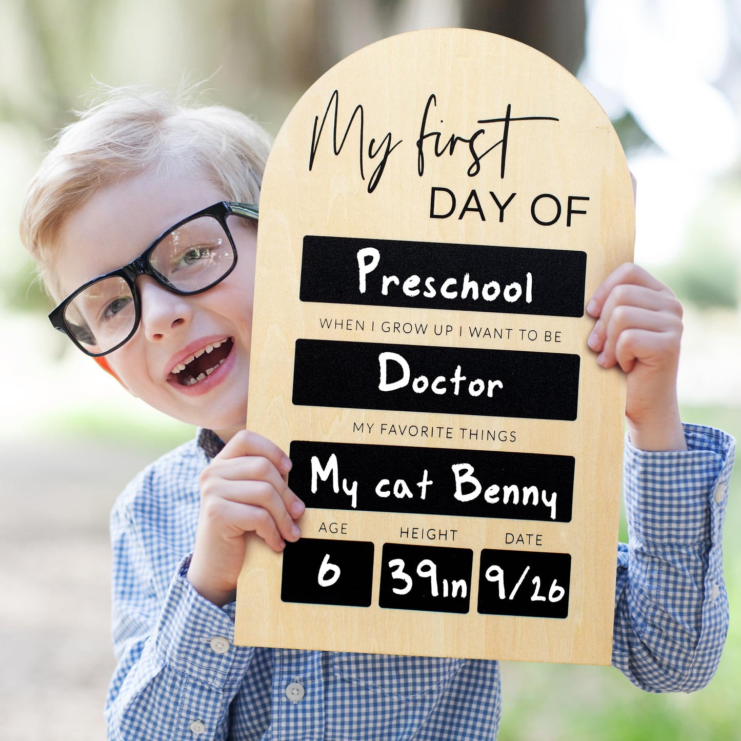 Beautiful Wooden First and Last Day of School Board Sign - Modern and Large Back to School Sign for Lasting Memories - Perfect 11.8" x 7.1" Wooden Chalkboard Photo Prop for Kindergarten