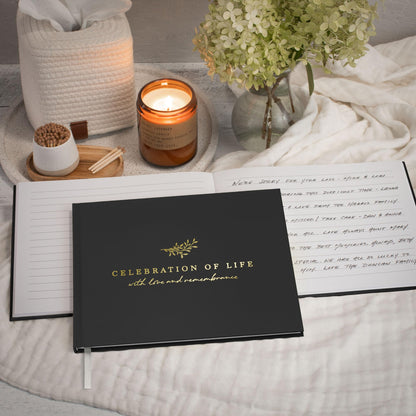 ZICOTO Modern Hard Cover Funeral Guest Book for The Celebration of Life - The Perfect in Loving Memory Book with Ample Space to Sign in for Guests - Premium Craftsmanship for Honoring Loved Ones