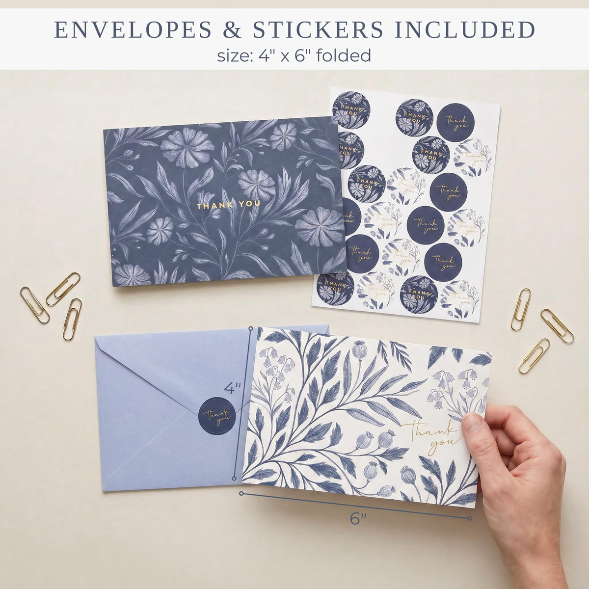 ZICOTO Beautiful Thank You Cards Set of 30 with Envelopes and Stickers