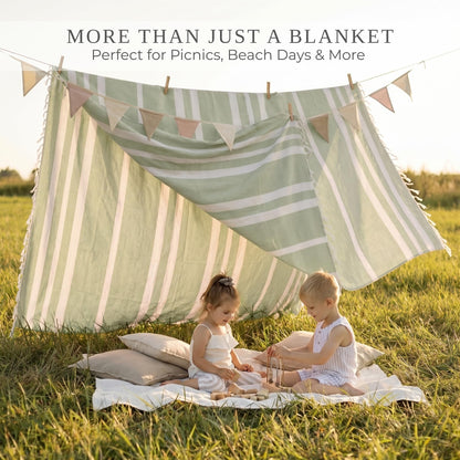 ZICOTO Beach Blanket Oversized for Family Beach Days & Picnics – Large Turkish Beach Towel, Quick-Drying and Sand-Resistant – Soft 80x80 Inch Outdoor Blanket, Lightweight Cotton Blend