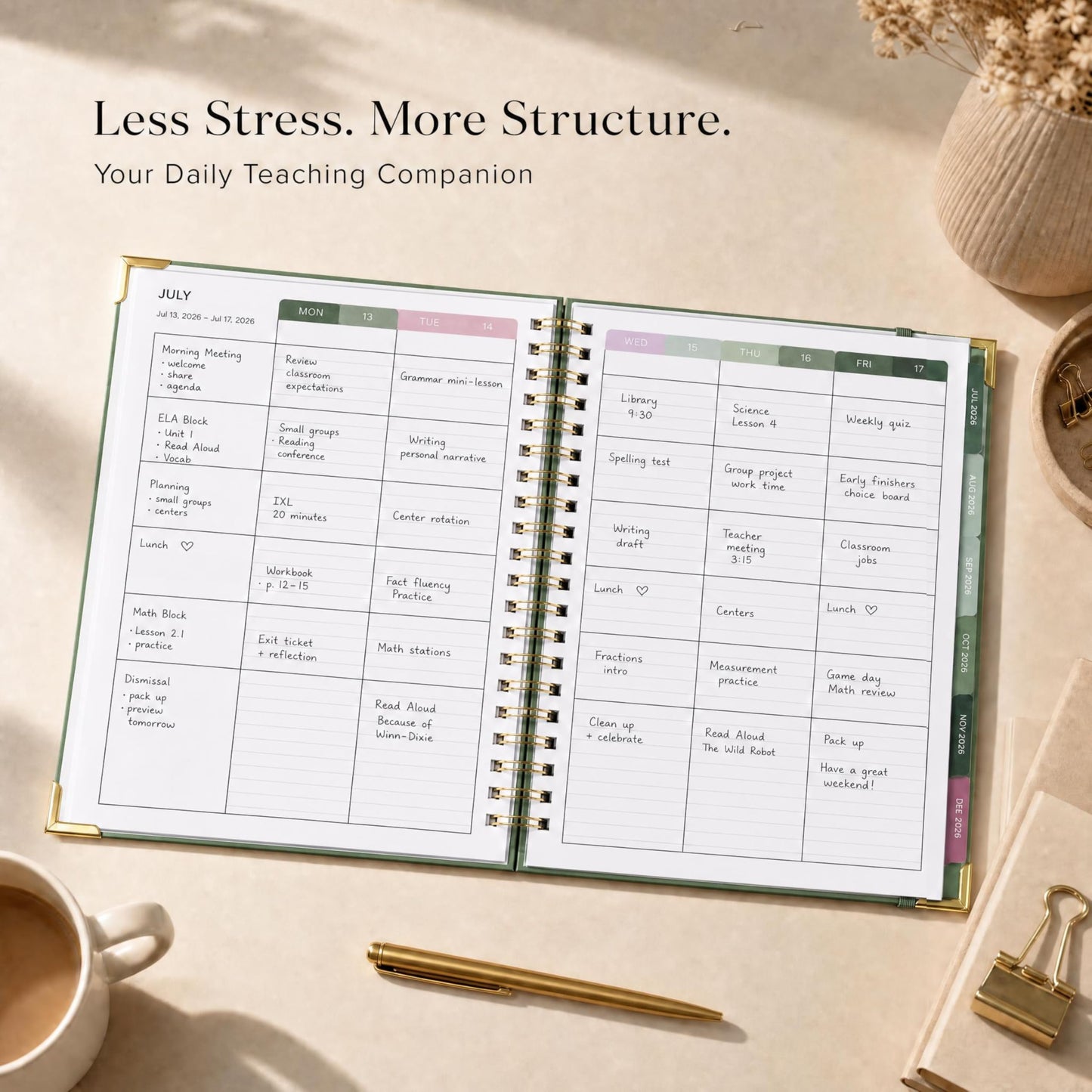 Aesthetic Teacher Planner For The 2026-2027 Academic School Year - Your All Incl. 8.5" x 11" Lesson Plan Book Supplies - Easily Organize Your Daily, Weekly & Monthly Classroom/Homeschool Schedule