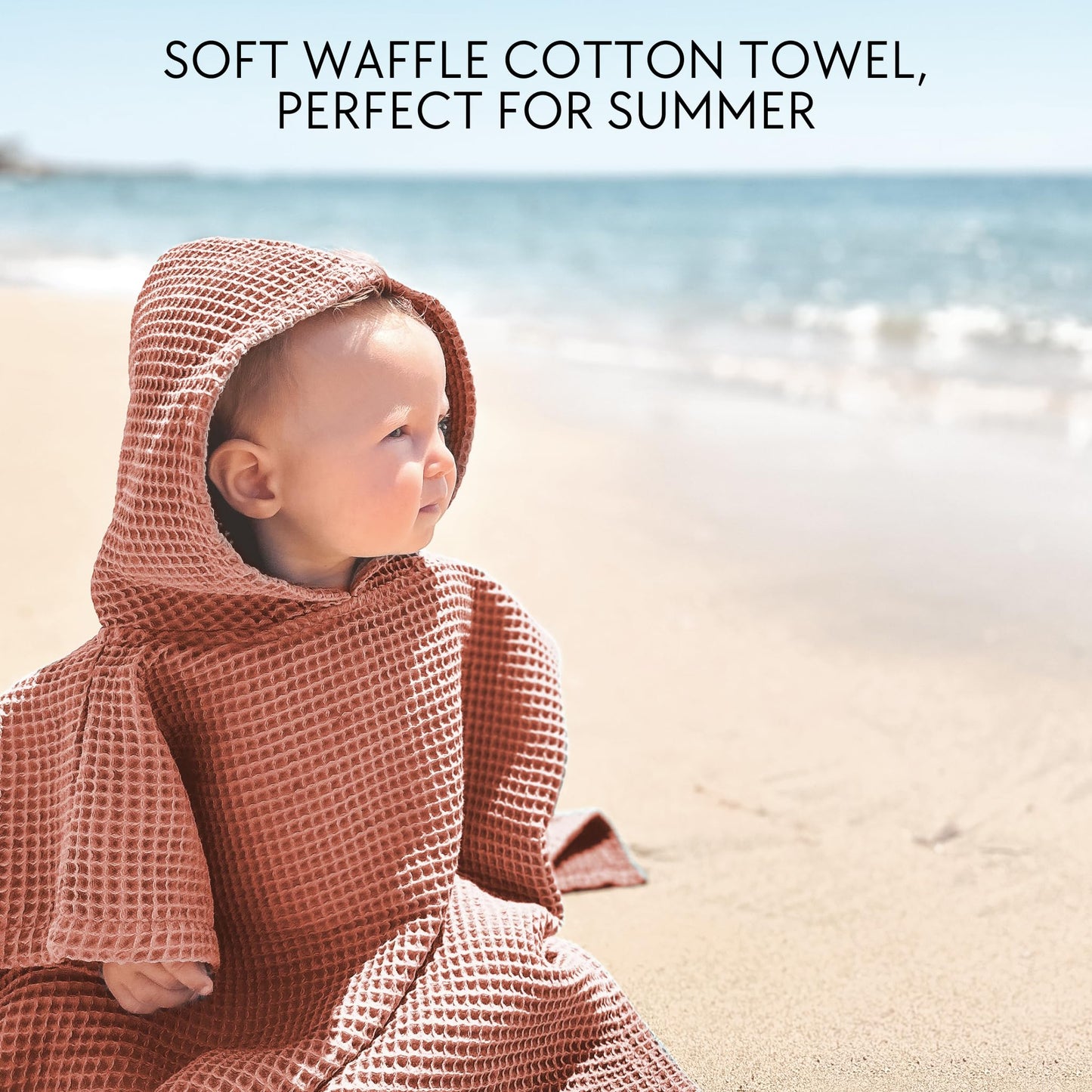 ZICOTO Soft Hooded Beach Towel for Kids - Cute Towel for Babies and Toddler Made of Waffle Cotton - Perfect Lightweight and Absorbent for Bath, Beach, Pool
