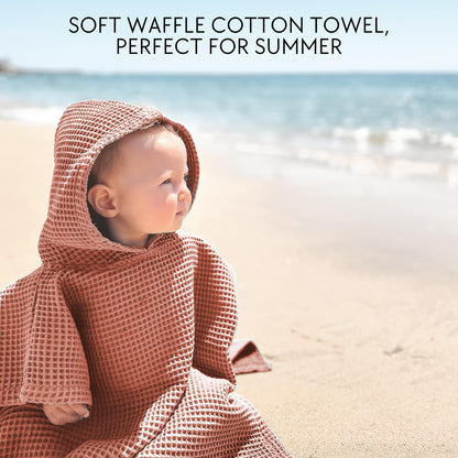 ZICOTO Soft Hooded Beach Towel for Kids - Cute Towel for Babies and Toddler Made of Waffle Cotton - Perfect Lightweight and Absorbent for Bath, Beach, Pool