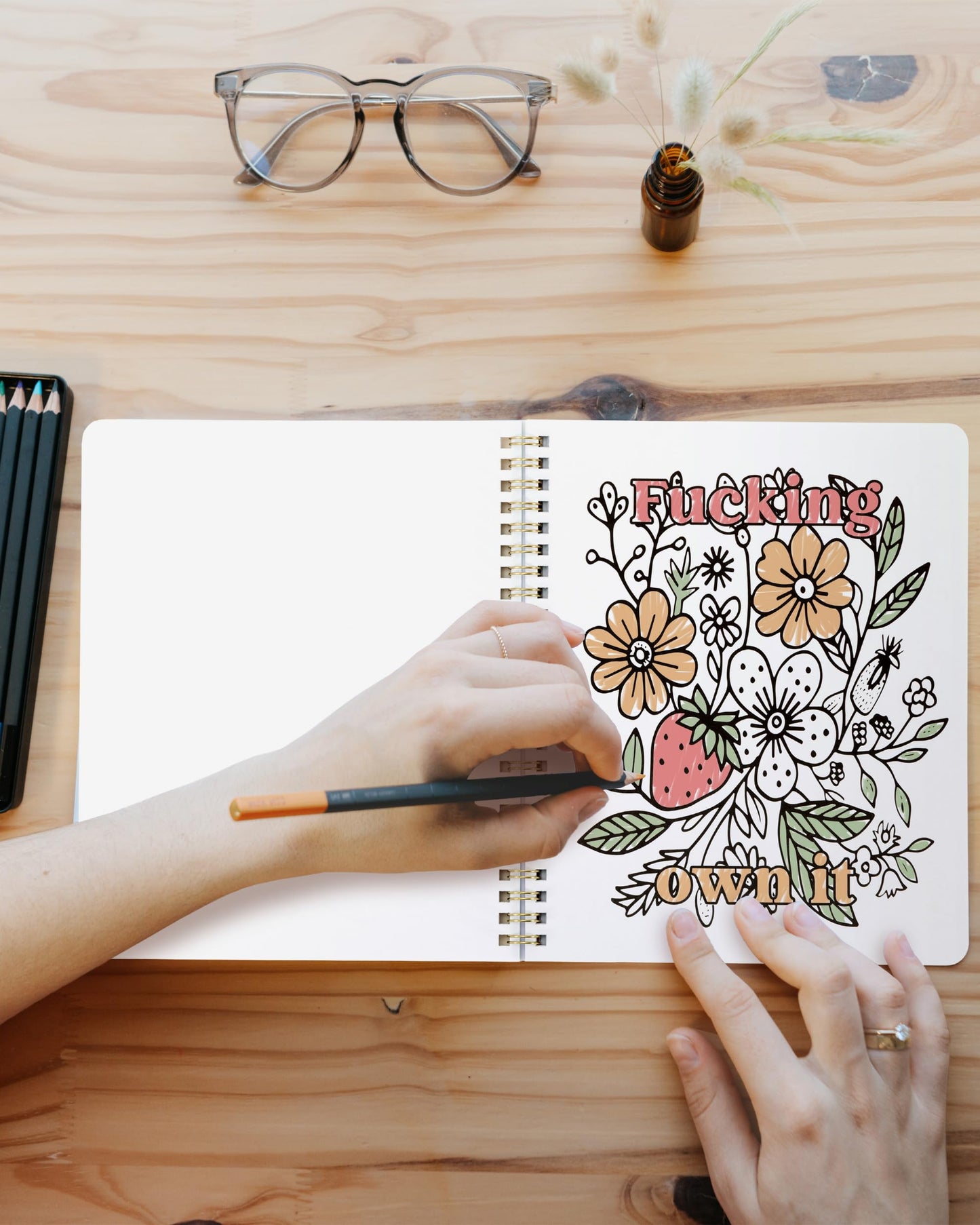 Beautiful Coloring Book Set of 2 for Adult Relaxation - Funny Coloring Books with Floral Designs for a lot of Laughs - The Perfect Stress-Relieving Gift for Women