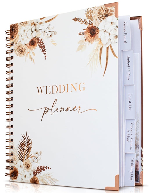 Beautiful Boho Wedding Planner Book and Organizer - Enhance Excitement and Makes Your Countdown Planning Easy - Unique Engagement Gift for Newly Engaged Couples, Future Brides and Grooms,9 X 11 inches