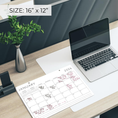 Aesthetic 2026 Desk Calendar 16" x 12" - Runs From January 2026 Until July 2027 - Large Minimalistic Office Desktop/Wall Calendar Pad for Easy Organizing